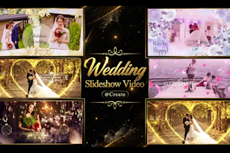 create a cinematic wedding slideshow video with romantic effects