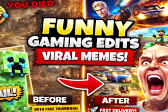 edit funny gaming videos with memes subtitles for youtube and tiktok