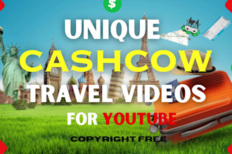 create cashcow travel videos and short videos for youtube channel