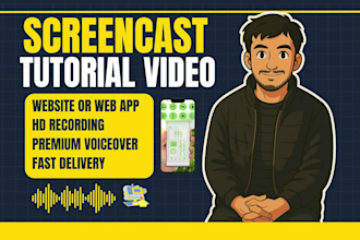 record HD screencast tutorial video or explainer video for website or mobile app