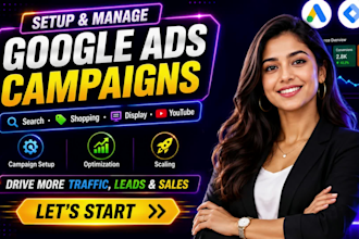 manage google ads setup adwords, ppc campaign and ads manager as ads expert