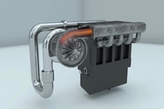 design 3d industrial animation turbocharger animation 3d technical video