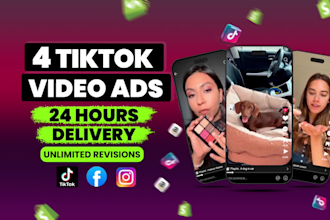 make 4 viral tik tok video ads, dropshipping ads in 24 hours