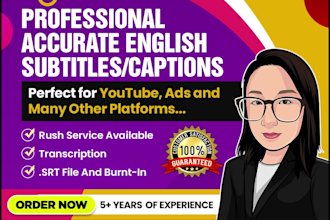 add professional english captions and subtitles to video
