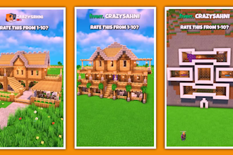 build, record and edit minecraft shorts video hight quality