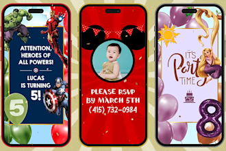 design beautiful birthday, baby shower and gender reveal video invitations