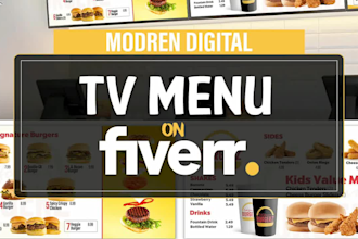 design static tv screen food menu or digital menu TV menu board for restaurant