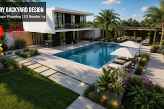 design your garden, backyard and park as a landscape architect with 3d rendering