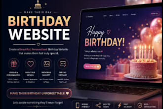 design a funny animated birthday wish landing page website