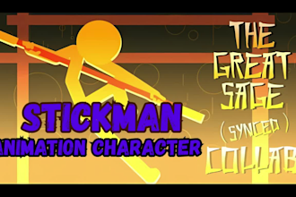 create 2d stickman animation, stick figure fight