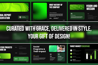 design investor pitch decks, white papers, and annual reports