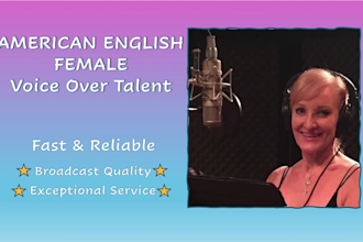 record a professional american english female voice over