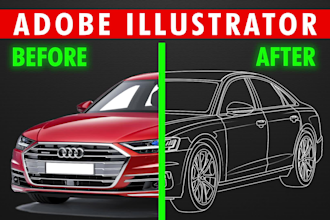 do manual vector tracing line art illustrations and vector logo