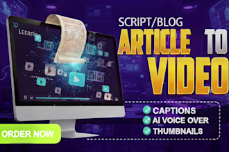 convert script, blog or article into video by using stock footages