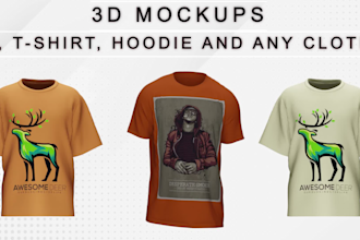 create 3d rotating mockup animation videos for t shirts hoodies hats and pants