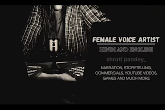 provide female voice over in hindi and  english indian