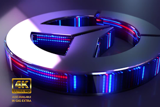 create led light 3d logo animation or neon glow intro video