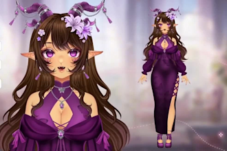 draw female vtuber model, chibi anime art, rig live2d, male 2d vtuber commission