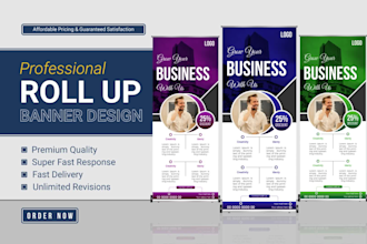 do roll up, pull up banner and signage, backdrop design