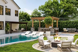 design front yard, backyard landscape, and garden planning with rendering