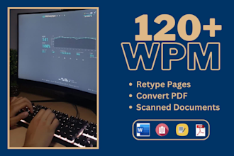 do fast typing job, excel data entry, retype documents, 120 wpm typist