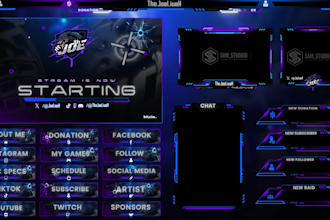 make custom professional animated twitch overlay, twitch stream overlay