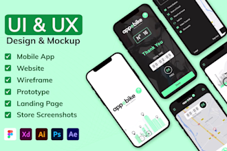 design uiux, wireframe for mobile app using figma or xd