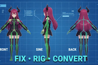 create, rig, port, fix 3d model, mmd, vrm, vrchat, animaze, gmod, vtuber,