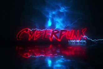 do make cyberpunk neon light metallic glow logo reveal intro animation video