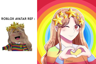 draw your roblox avatar, oc, minecraft, royale high to anime