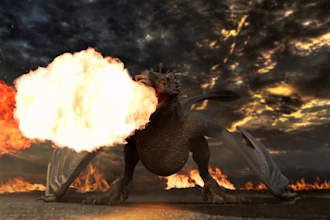create 4k dragon flame thrower animated logo intro video