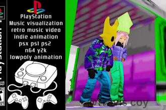 create retro ps1 n64 style 3d lowpoly music animation video