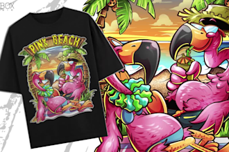 draw custom graphic tshirt design in cartoon illustration for clothing brand
