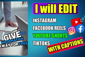 edit instagram facebook reels, youtube shorts and tiktoks with captions