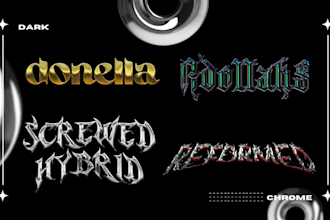 create text and lettering chrome effect logo