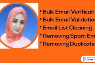 do email verification, validation, list cleaning find the email address,contacts
