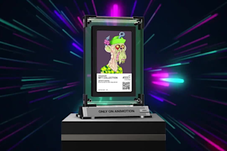 do eye catching 3d card nft promo video, trading nft 3d card animation