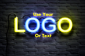 create a 3d neon logo animation and neon light effect design