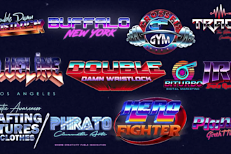 design retro 80s synthwave 3d logo creations