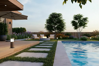 design your landscape, backyard, pool, garden, patio, terrace with 3d rendering