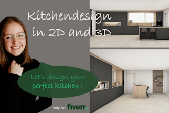 do professional kitchen design in 2d and 3d