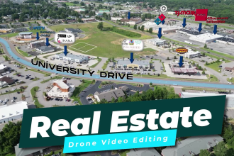 do a real estate drone video editing with motion graphics