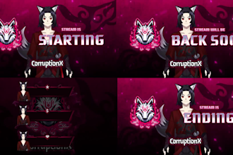 design anime or vtuber overlay for twitch, youtube and kick