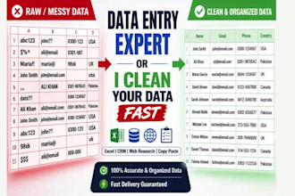 do accurate data entry, excel, CRM data cleaning and web research