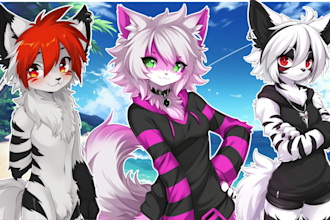 draw furry art, fursona, original furry character, anthro with anime style