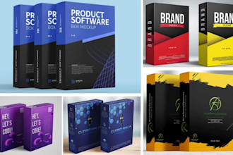 design box mockup, software box mockup,  3d box mockup