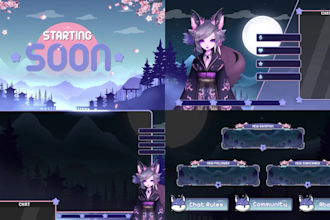 design animated vtuber stream overlay or anime twitch youtube