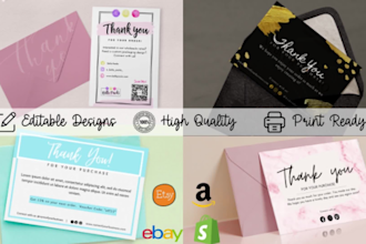design product insert and thank you card for amazon