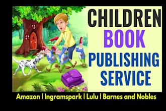 do children illustration, layout formatting, bookcover and publish the book