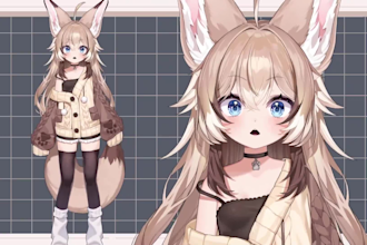 create live2d vtuber model, chibi vtuber avatar, live2d rigging, 2d vtuber model
